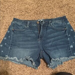 KanCan Blue Star-Patterned Jean Shorts